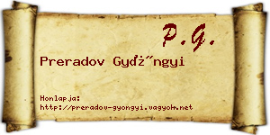 Preradov Gyöngyi névjegykártya