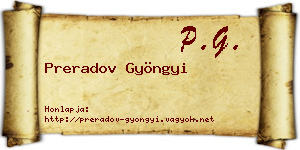 Preradov Gyöngyi névjegykártya